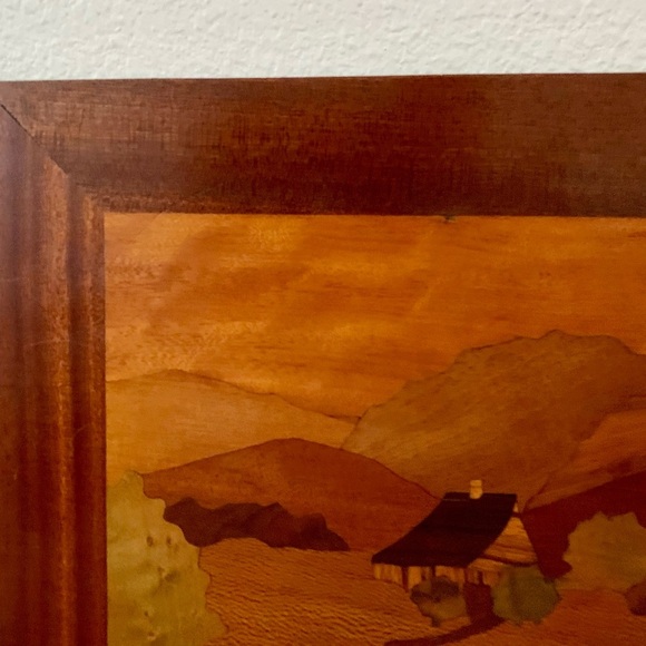 Vintage Wooden Marquetry Wall Plaque 12/15 Inch - Picture 3 of 13